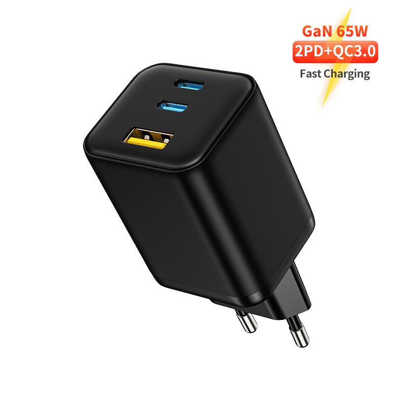 65w gan smart multi port charger | supports pd+qc3.0 fast charging