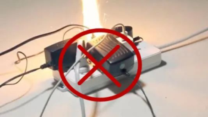 mobile phone charger catches fire